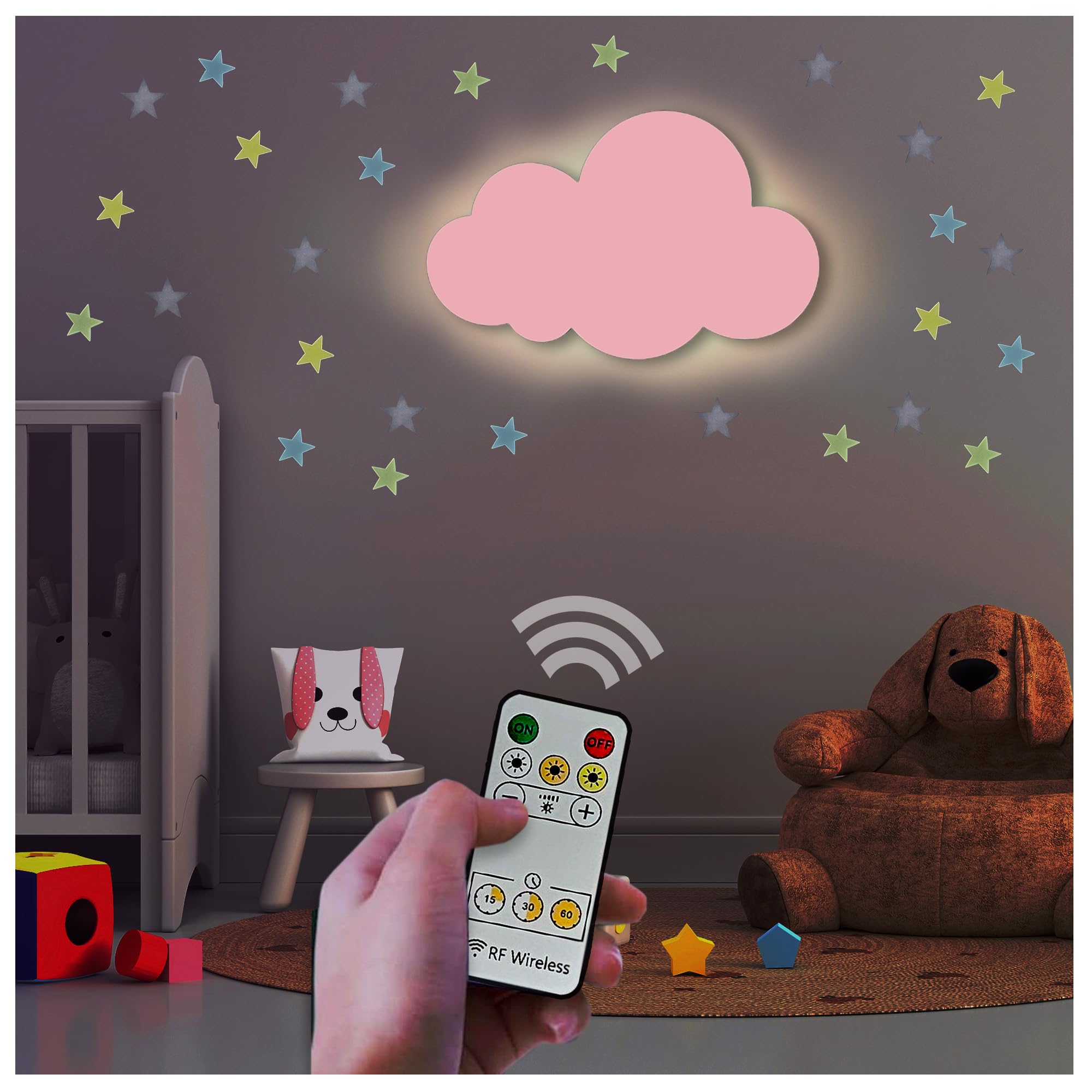BAZENTI Cloud Lights - Nursery Decor Cloud Lamp, Rechargeable Baby Lamps with Remote, Hanging Lamp for Nursery, Kids Night Light with Timer & Touch