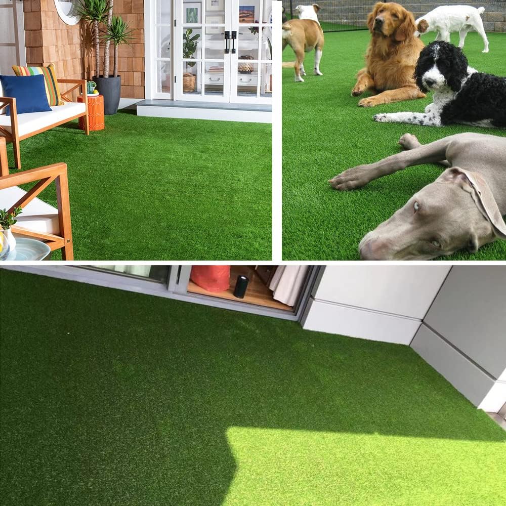 Homietina Artificial Grass Turf 4FTX7FT, 0.8 in Realistic Thick Synthetic Grass Indoor Outdoor Dog Balcony Garden Landscape Rug Turf, Faux Grass Rug Fake Carpet with Drainage Holes, Custom Size