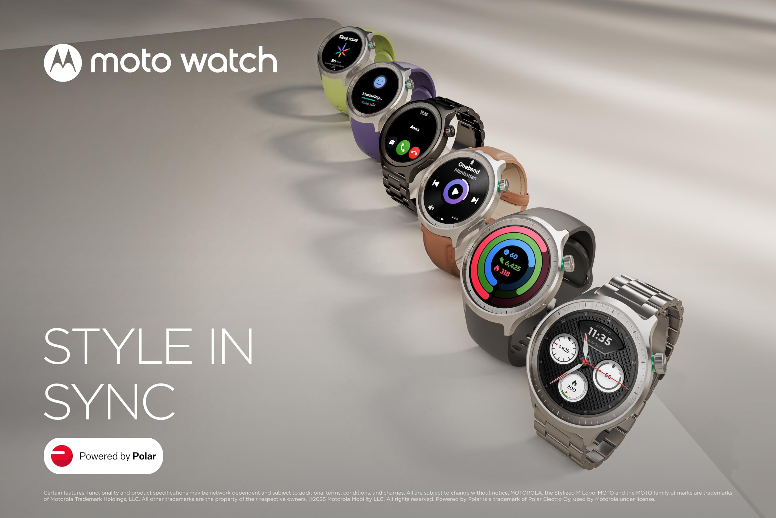 Motorola Pantone Vulcanic Ash Watch (nero), grande schermo OLED da 1,4 pollici, assistente fitness con monitoraggio attività, resistenza all'acqua, durata della batteria 13 giorni