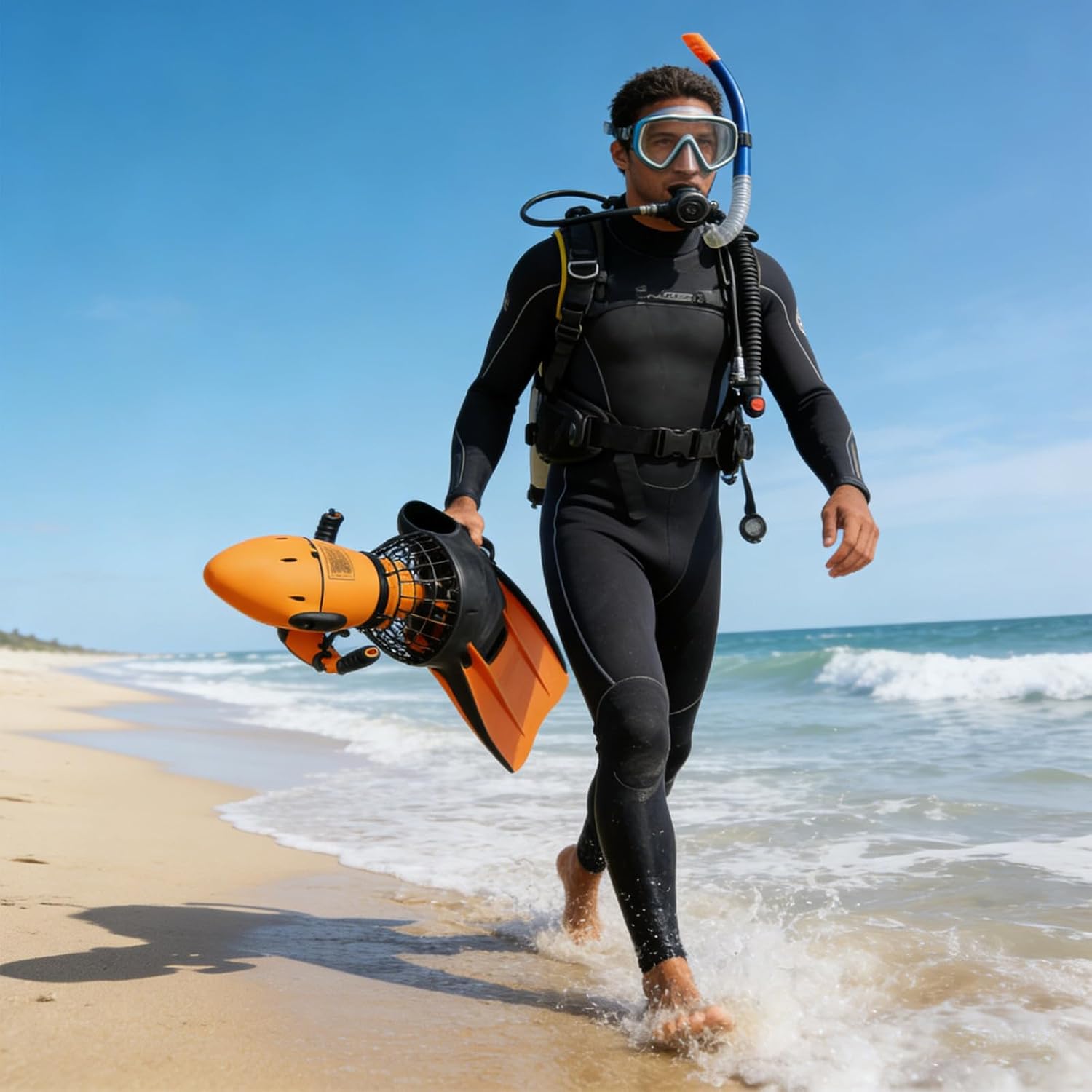Underwater Scooter for Snorkeling Diving, 500W Motor with 22M Deep Dive & Overheat Protection, for Pool Lake Sea Adventures Family Water Fun 1Battery