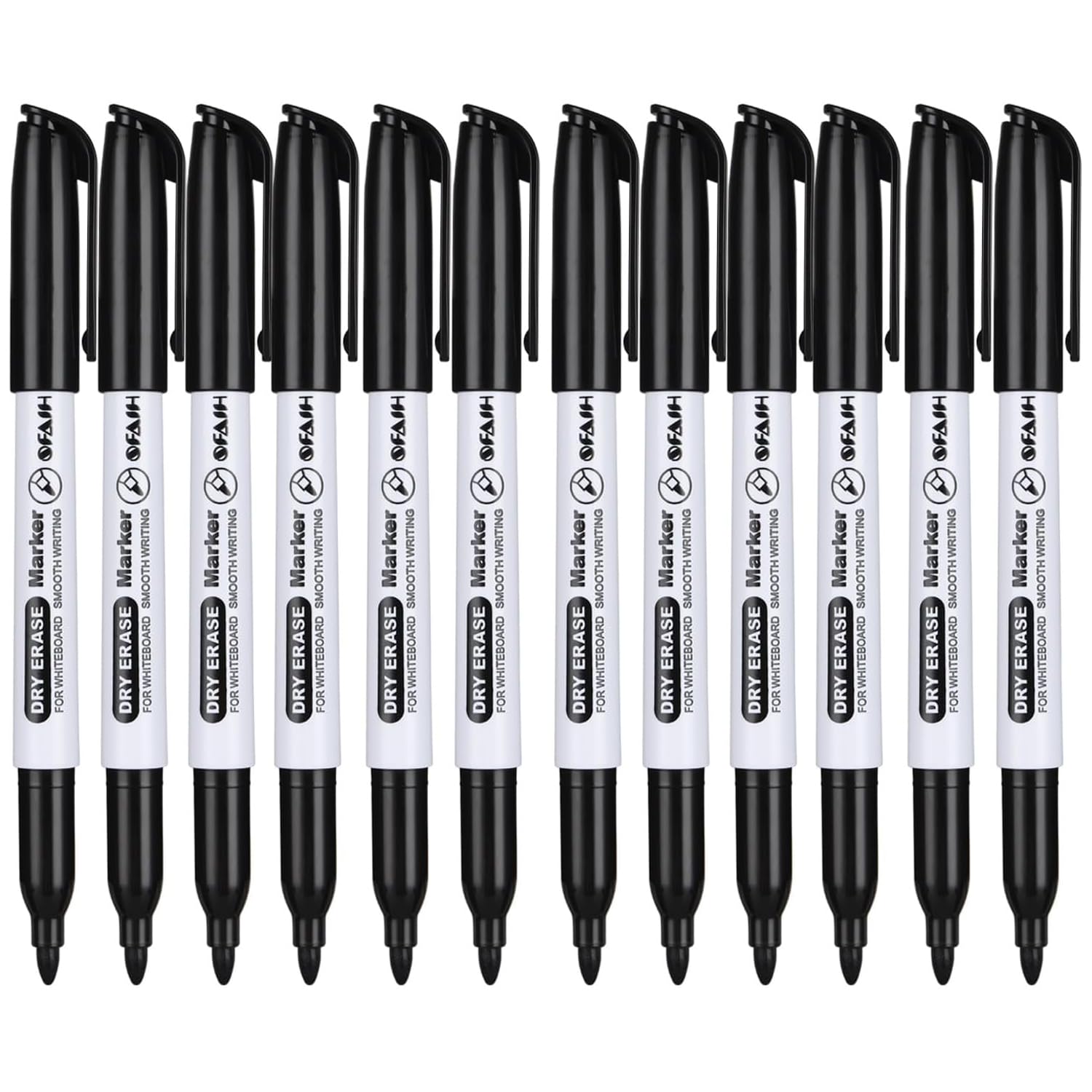 SFAIH Black Dry Erase Markers Fine Tip - 12 Pack Whiteboard Markers Standard Set For Office Teams Teachers