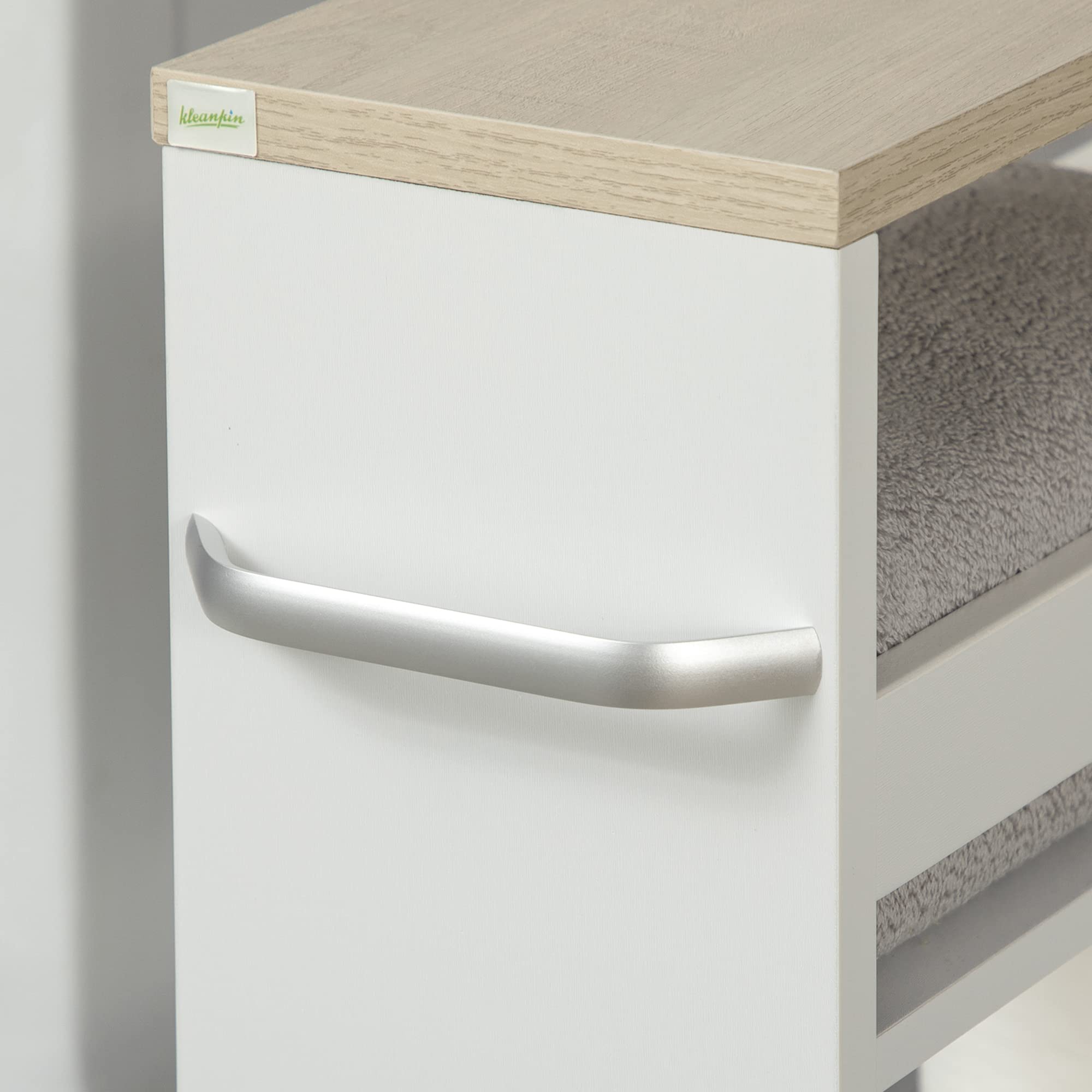 kleankin 3-stufiger Aufbewahrungswagen Regalwagen auf Rollen für schmale Küche Bad Waschküche Büro mit Griff - 48 x 15 x 80 cm weiß