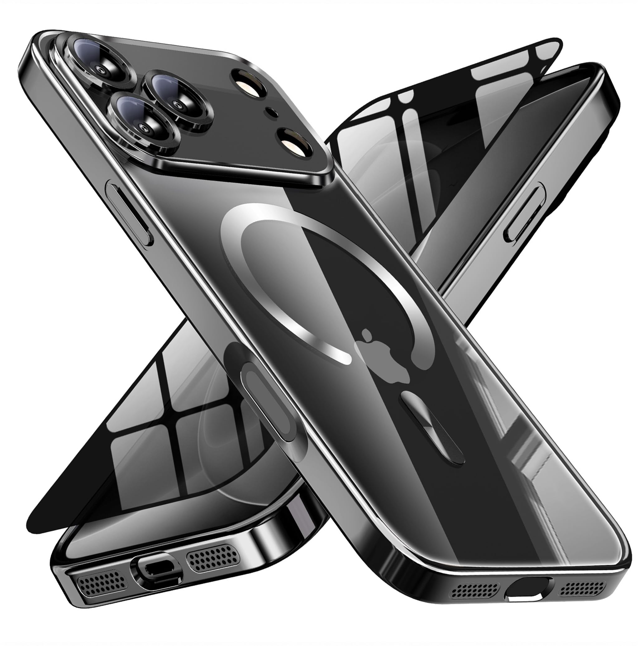 Magnetic for iPhone 18 Pro Case with Privacy Screen Protector &amp; Full Camera Cover,[Non-Yellowing] Shockproof Clear Phone Case Compatible with MagSafe Women Girls for iPhone18 Pro,Black