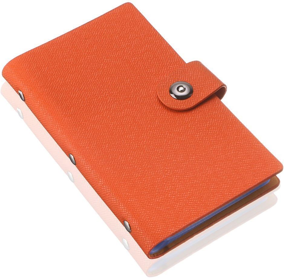 Magik 1 PACK Leather 240-300 Slots Business/ID/Credit Card Holder Organizer, Magnetic Closure (300 Cards, Orange)