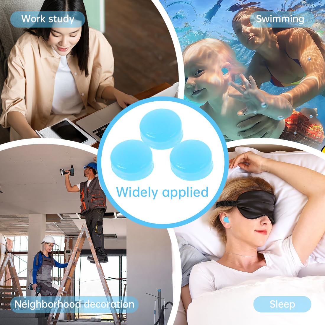 Tapones oidos natación silicona para adulto moldeable 12 piezas