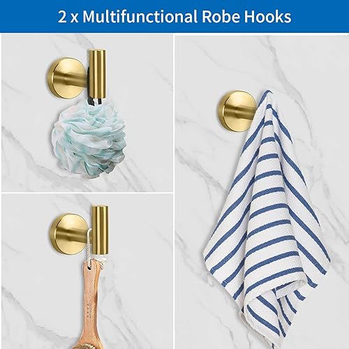 Miniatura 5 de JUSTHERE Juego de accesorios de baño, accesorios de baño de acero inoxidable montados en la pared, incluye barra de toalla de 16 pulgadas, soporte