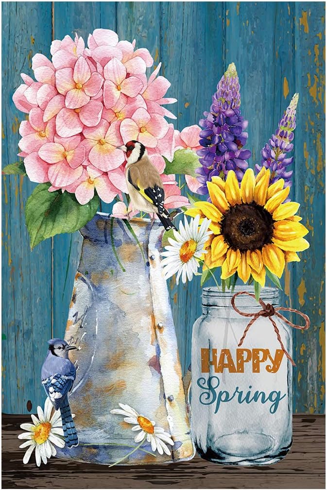 Morigins Welcome Spring Flowers House Flag Floral Outdoor Yard Flag Double Sided 28x40 inch