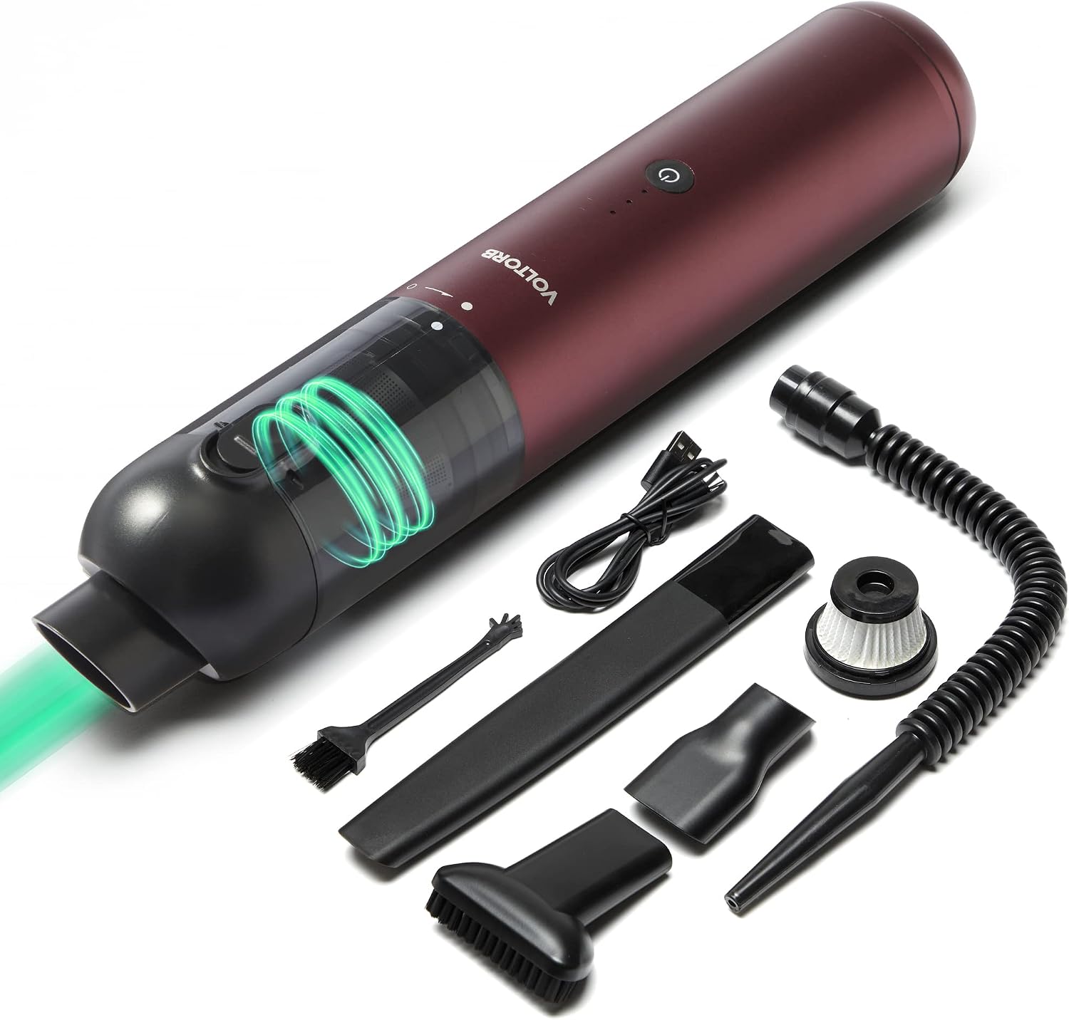 VOLTORB Cordless Handheld Vacuum, 15000PA High Power Mini Portable USB Rechargeable Handheld Cordless Cleaner, 2 Gears Suction, Red, for Home, Car