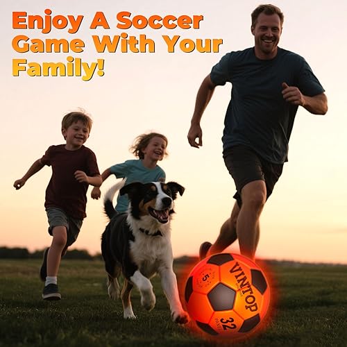 Miniatura 7 de VINTOP Balón de fútbol iluminado para niños que brilla en la oscuridad, no 5 con bomba, deportes y actividades al aire libre con luz LED, ideas de