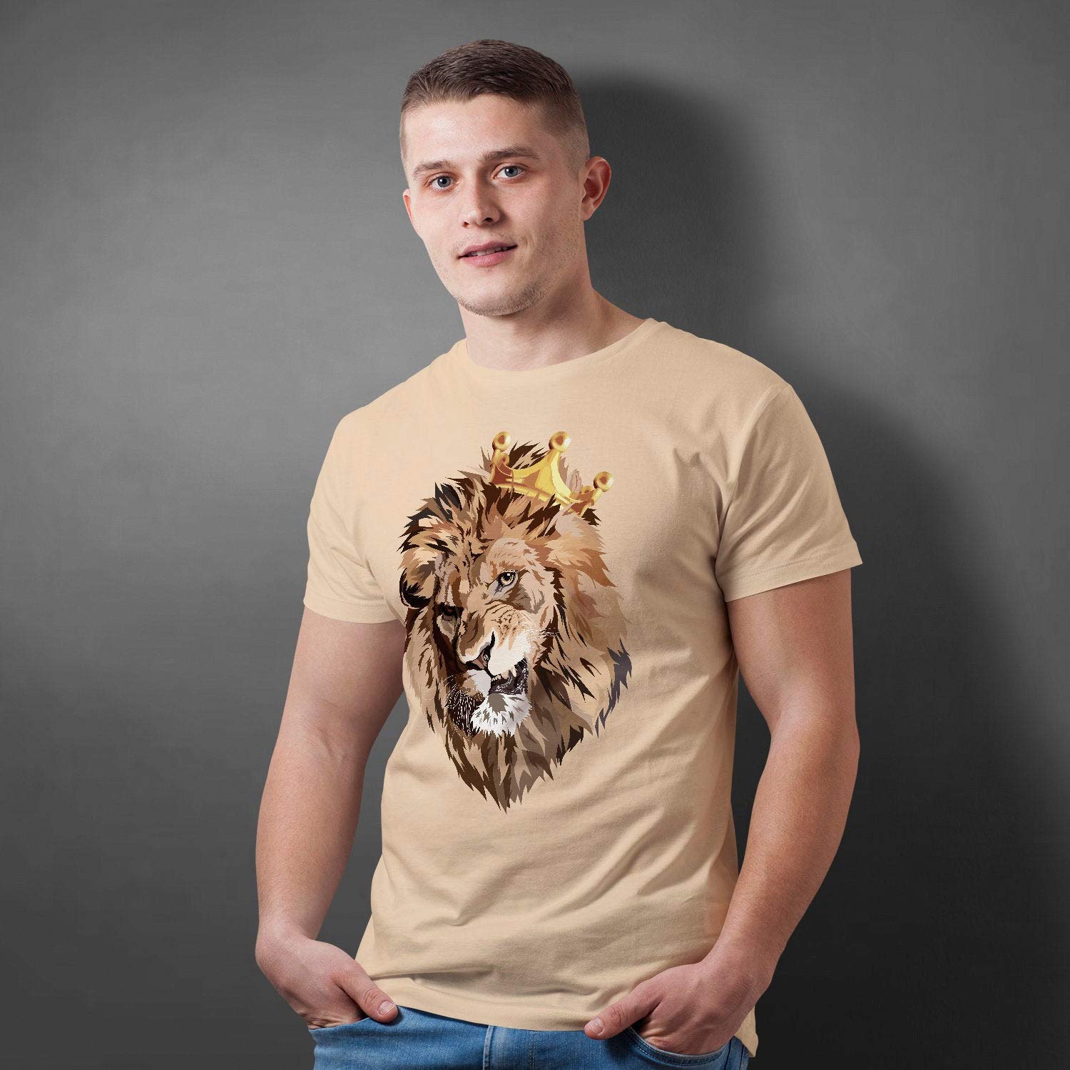 Camiseta del Rey León - Divertida camiseta de cabeza de animal de la naturaleza para hombres - Regalo de moda para amantes de los leones, camiseta personalizada unisex - Arte facial novedoso, rosso, L