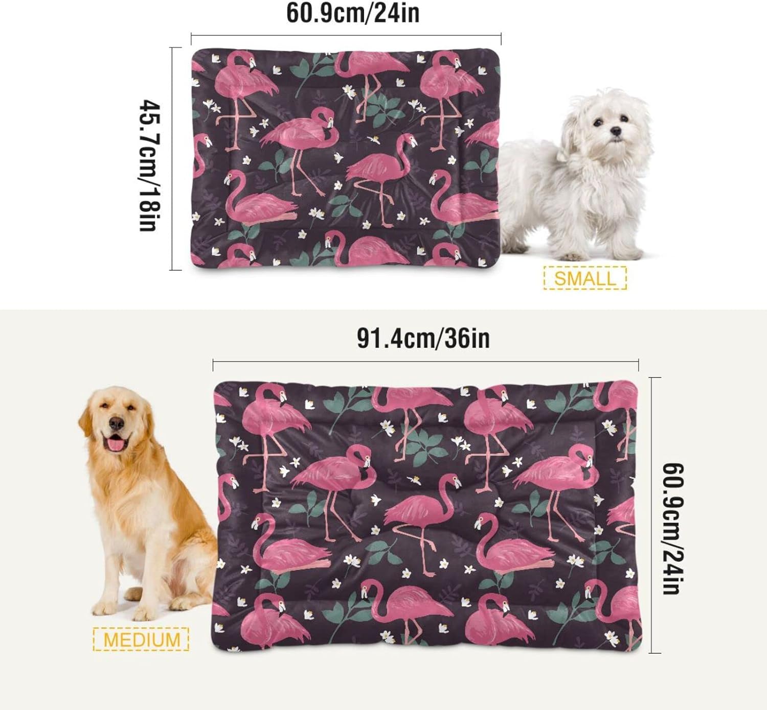 review Ultra Soft Pet Bed Washable Dog Bed Crate Mat for Dogs Fleece Dog Crate Kennel Pad Cat Pet Bed Liner 24x18in Flamingo on Blue Background