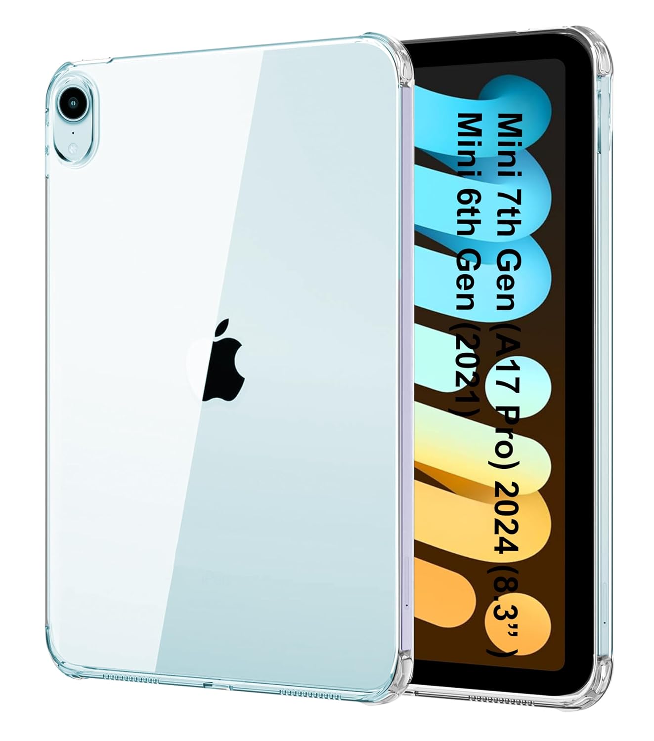 TGK Transparent Back Cover for iPad mini 7 Case A17 Pro 2024, iPad mini 7th/6th Generation 8.3 inch