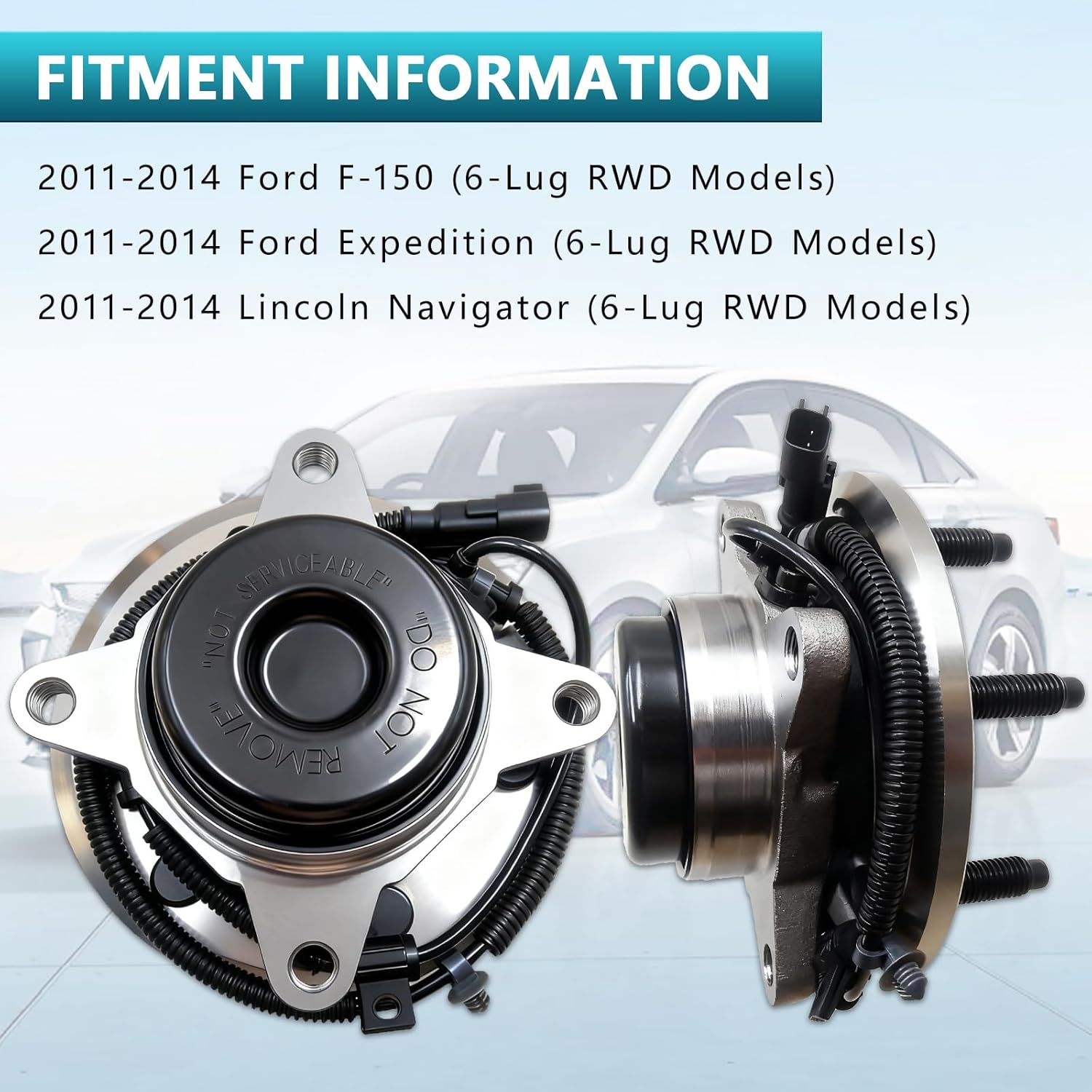 515143 Front Wheel Bearing Hub Assembly for Ford F-150 F150 2011-2014, Ford Expedition 2011-2014, Lincoln Navigator 2011 2012 2013 2014 RWD 2WD (2PCS)