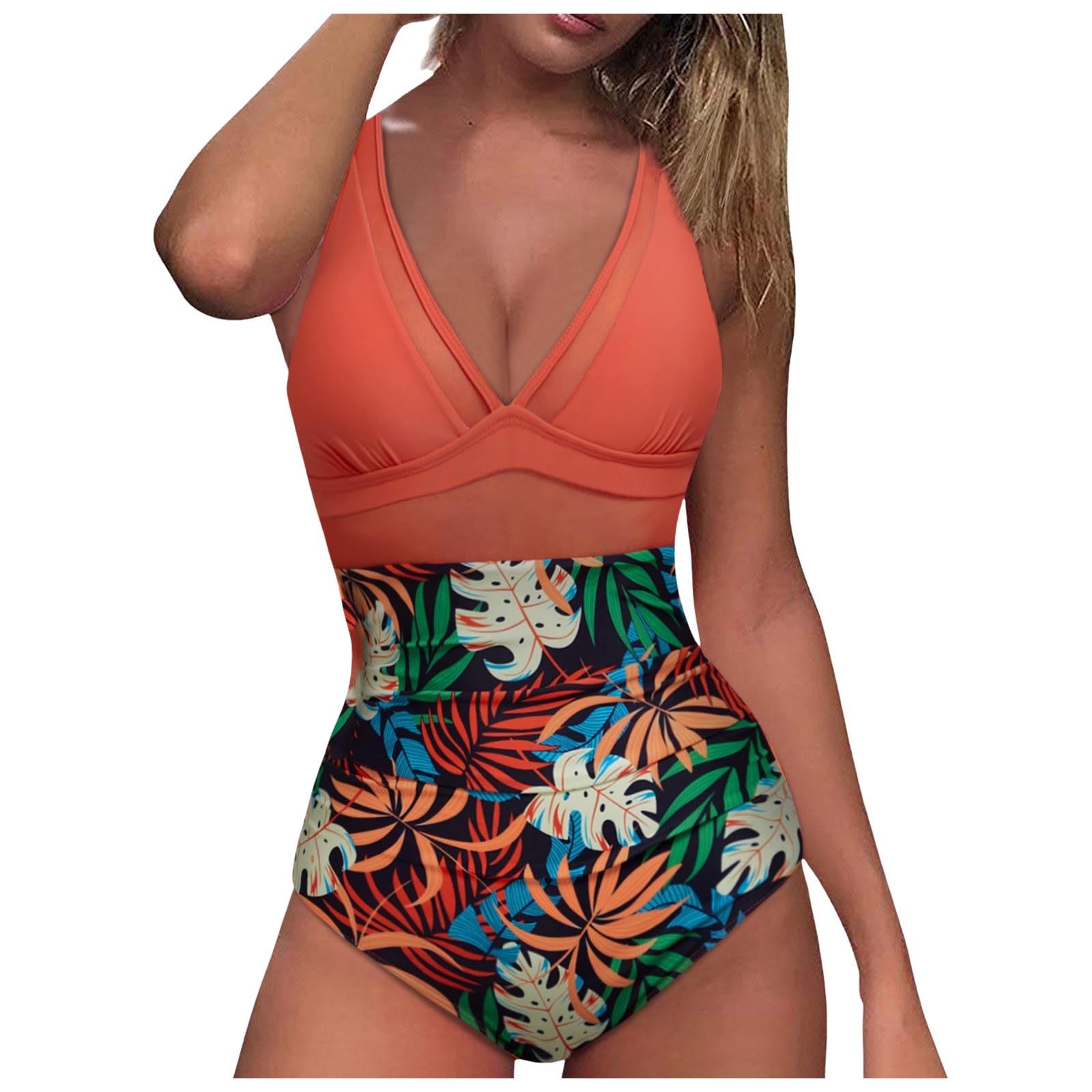 WWricotta Costume da Bagno Donna, Sexy da con Controllo in Rete, Push Up A Vita Alta, Stile Vintage retrò