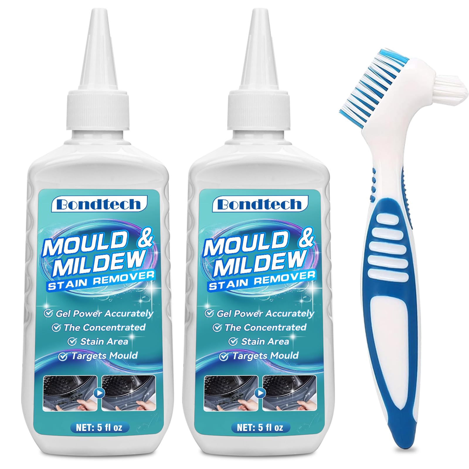 Mould Remover Gel, Household Mould and Mildew Remover and Cleaner for Black Washing Machine, Kitchen, Bathroom Sink, Tile, Grout, Stains (5 fl oz 2 Pack)
