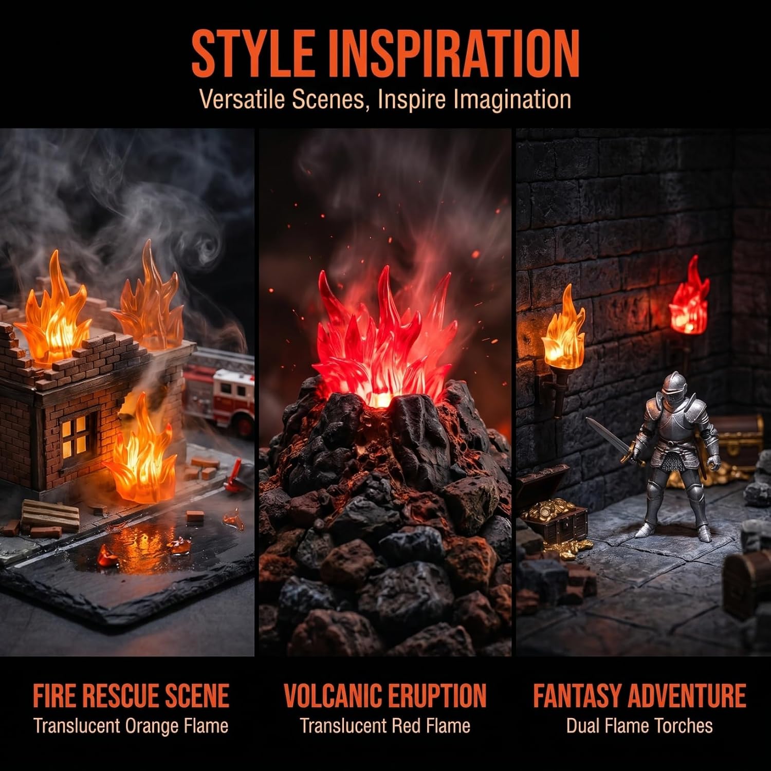 Operitacx 6pcs Flame Effect Set for Action Figures and Diorama Displays