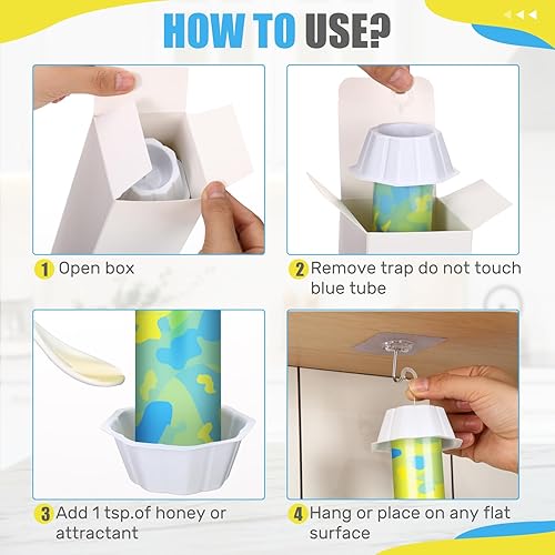 Miniatura 6 de Qualirey Trampa adhesiva para moscas con gancho para colgar, 8 unidades, atrapador adhesivo para interiores y exteriores, trampa para moscas