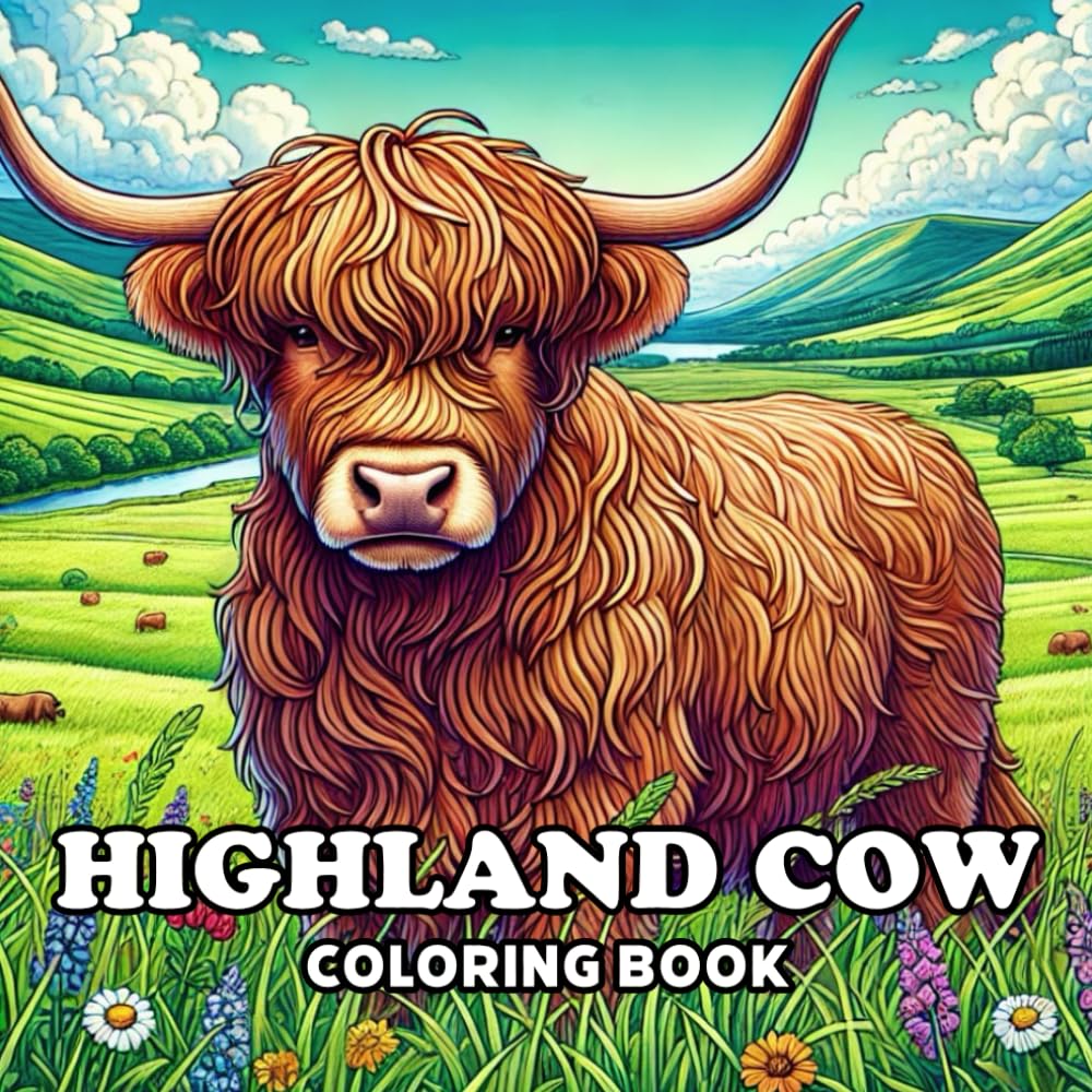 Highland Cow Coloring Book: A Relaxing Collection of 40 Stunning Highland Cow Illustrations for Adults and Kids