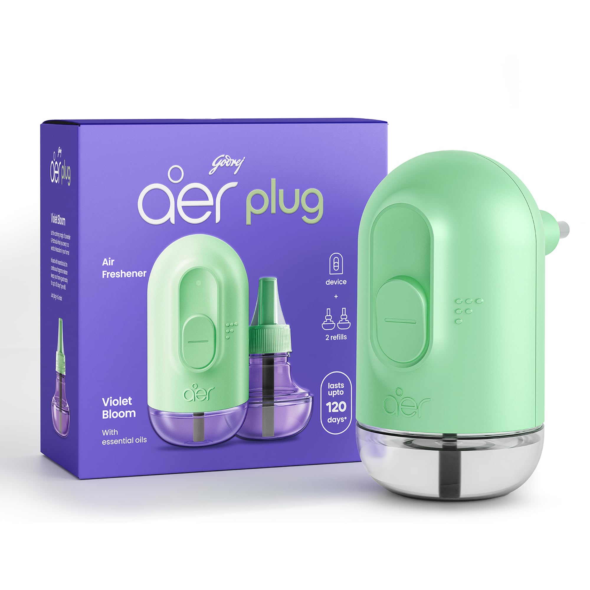 Godrej aer Plug Electric Air Freshener (Machine + 2 Refills (20ml each) | Violet Bloom | Lasts up to 120 days-picture-18