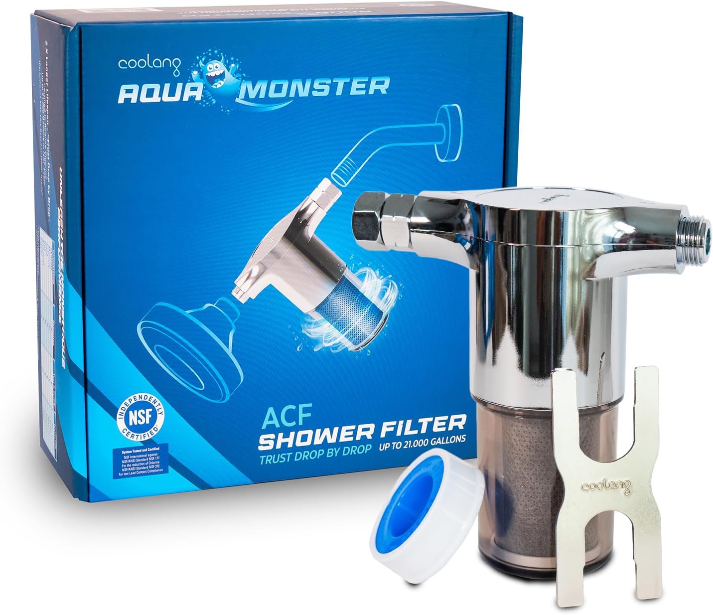 ACF Shower Filter for Hard Water, NSF Certified, 21000 Gallon Life