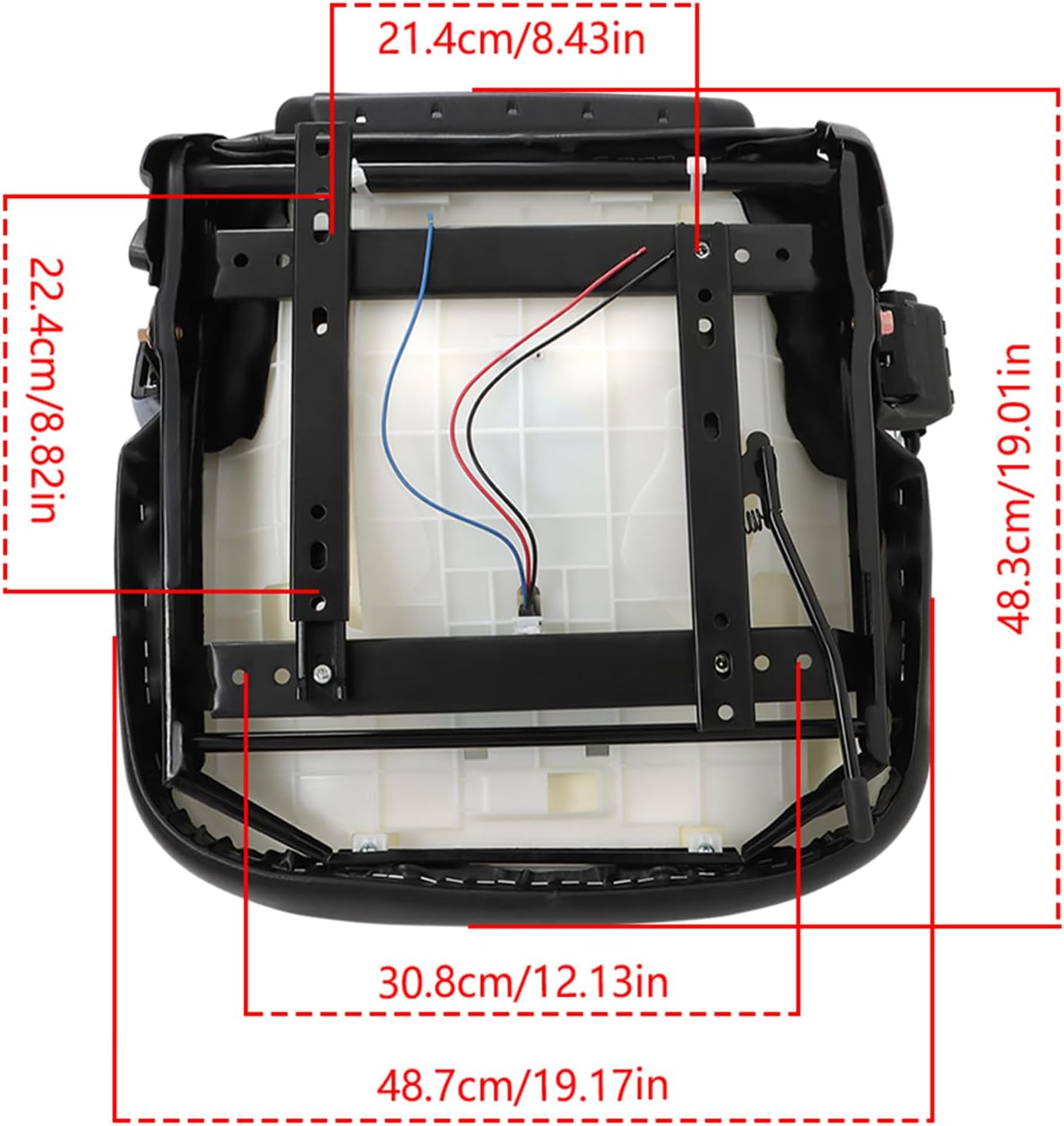munirater Universal Tractor Forklift Seat with Retractable Seatbelt Adjustable Backrest Live locking and Slide Rail Replacement for most Heavy Machinery