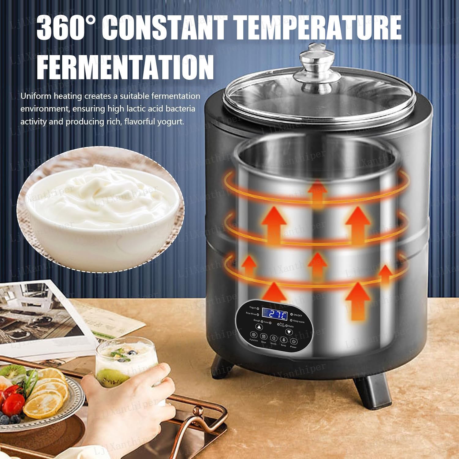 Komercyjna jogurtownica,Maszyna Do Fermentacji Jogurtu 8 L/12 L,Kontrola Czasu I Temperatury,Fermentacja W Stałej Temperaturze 360°,Do Domowego Jogurtu,Wina Ryżowego Natto White-12L