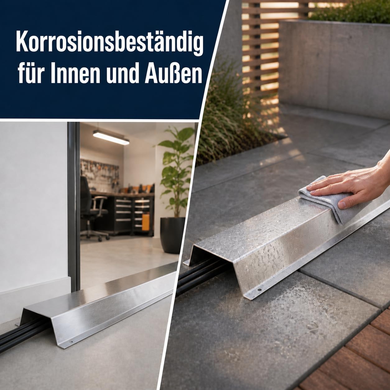 Kabelkanal Aus Edelstahl, Kabelschutz Metall für Boden und Wand, Korrosionsbeständig für Innen und Außen，Außenbreite：16 cm
