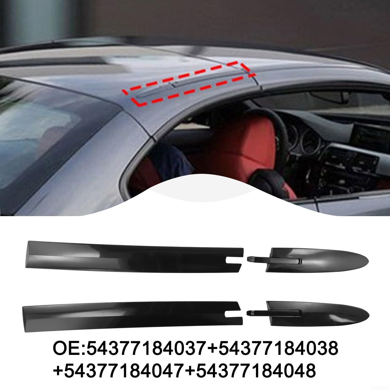 Set di coperture per cerniera superiore convertibile per BMW E93/F33/F83 (4 pezzi), OEM 54377184037/38/47/48, coperture in plastica non verniciate per meccanismo del tetto serie 3/4 e M3-335I, design