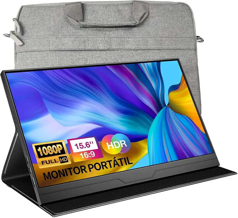 Monitor Portátil 15,6" Polegadas 1080P FHD USB-C HDMI para Jogos, Tela IPS Ultrafina com Capa Inteligente e Alto-falantes, Monitor Externo (M157ZS)