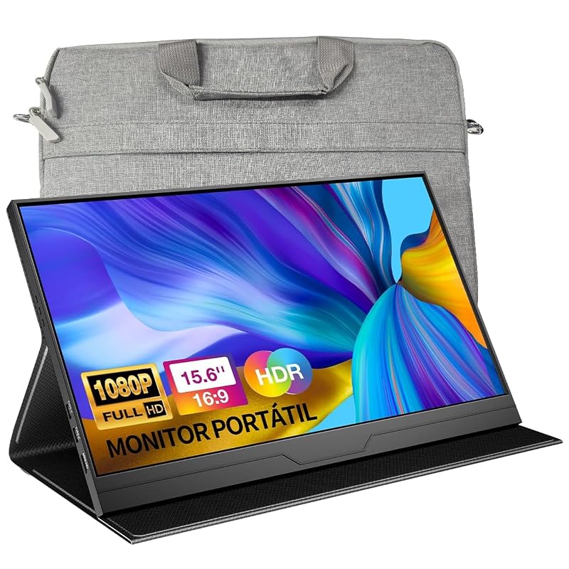 Monitor Portátil 15,6" Polegadas 1080P FHD USB-C HDMI para Jogos, Tela IPS Ultrafina com Capa Inteligente e Alto-falantes, Monitor Externo (M157ZS)
