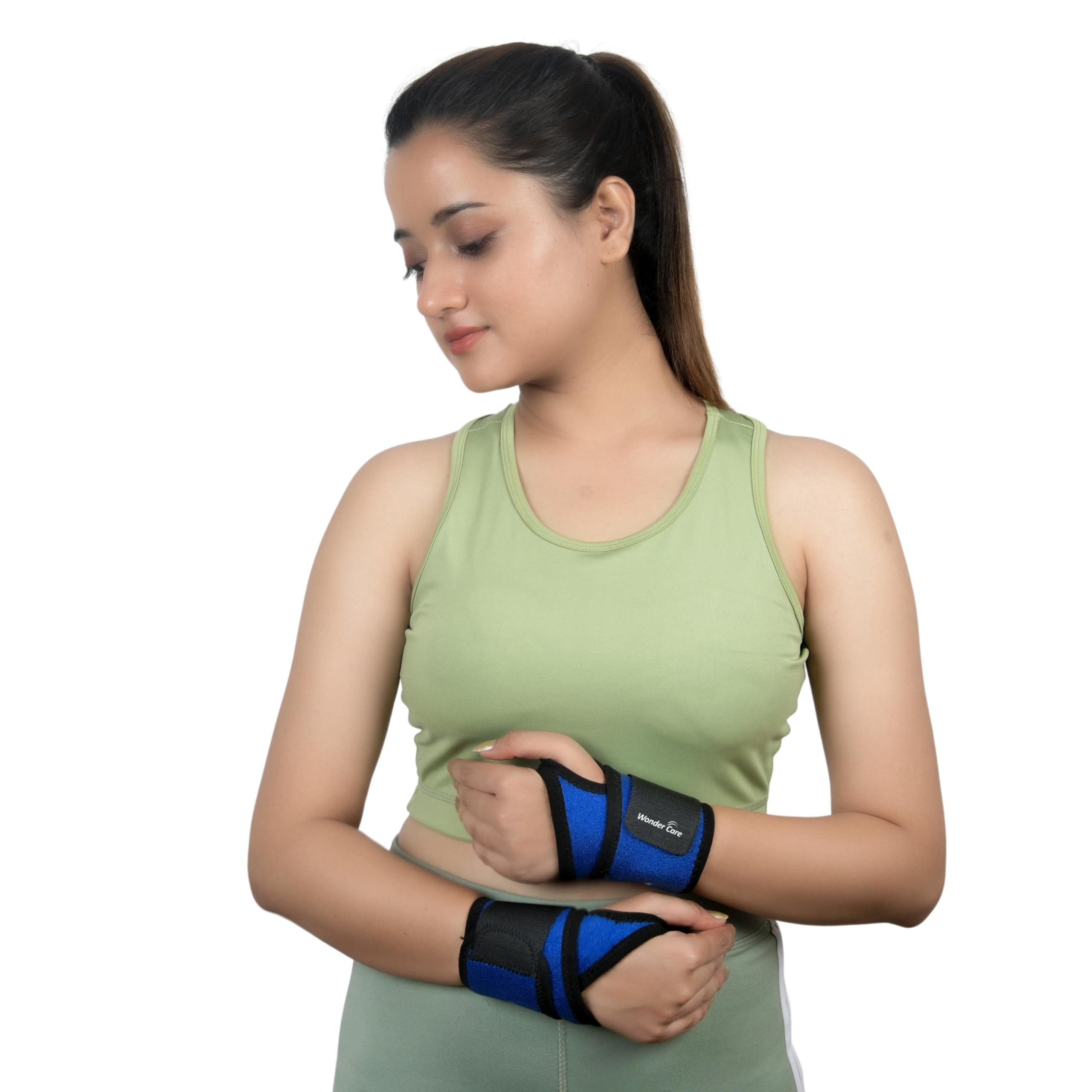Wonder Care Neoprene Wrist Brace For Carpal Tunnel Pack Of 2 Wrist Compression Wrap, Blue, Special