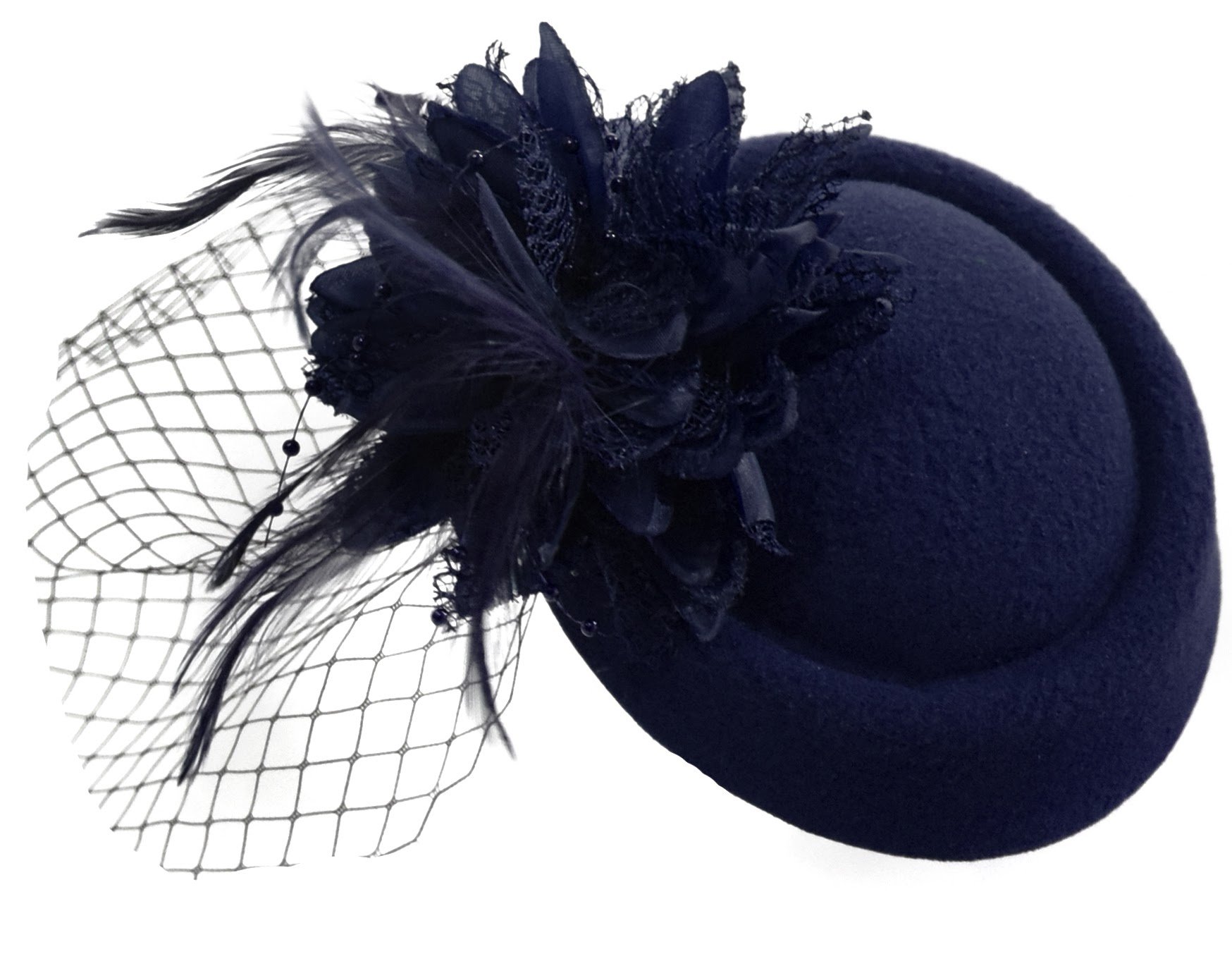 Pillbox Fascinator Hat for Women Weddings Bird Cage Veil Clip