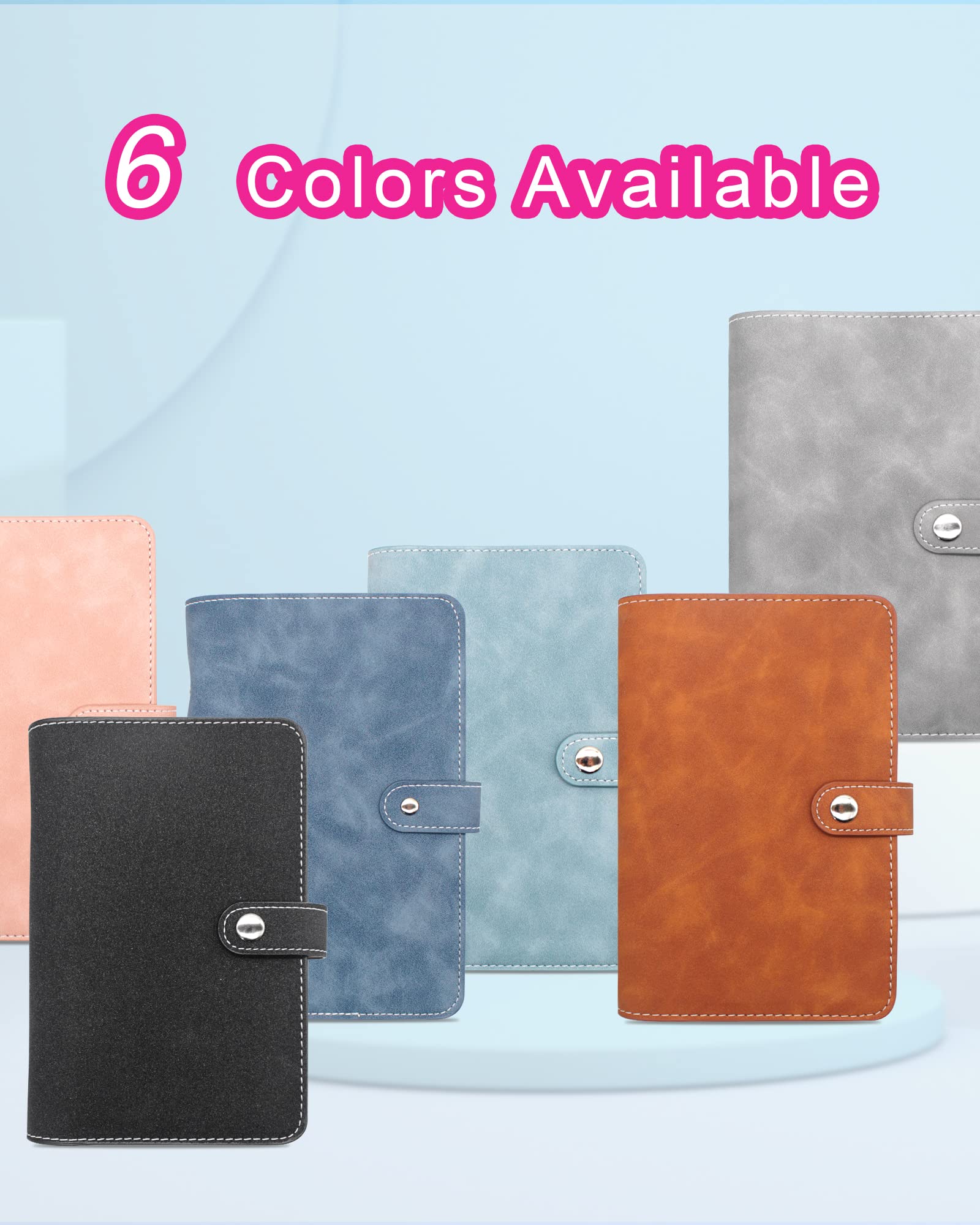 JEJA Agenda A6 con Buste Porta Soldi, Raccoglitore bilancio con Foglio Spese, Buste Trasparenti a Cerniera, Etichette Colorate (Nero)
