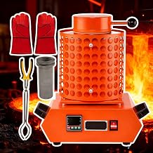 2000w Electric Gold Melting Furnace,2102F Digital Metal Smelting Machine,Temperature Control Display,Metal Casting Kit with Graphite Crucible for Melt Scrap,Silver,Gold orange-3kg