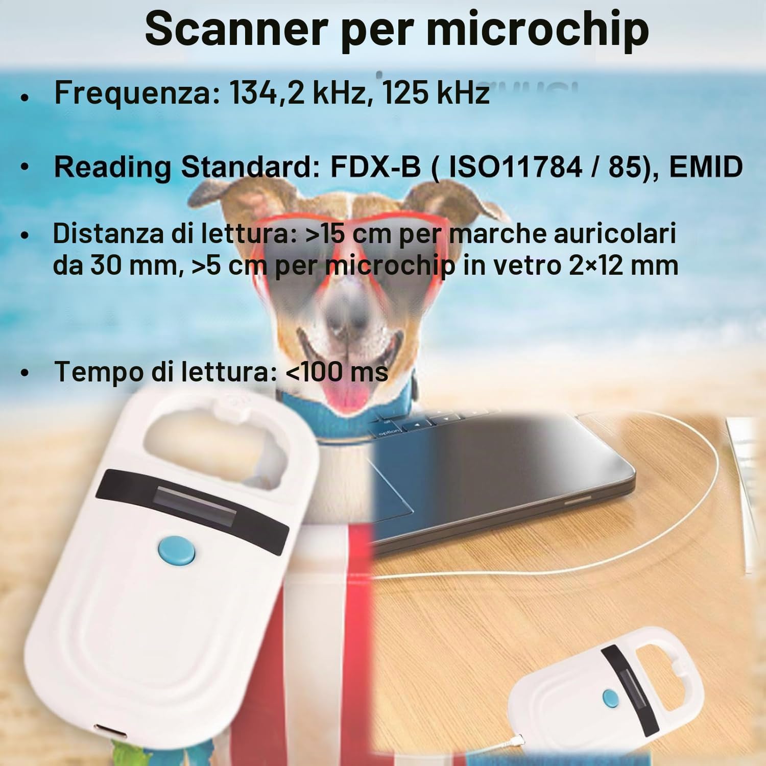 Pet Microchip Scanner, RFID EMID Animal Handheld Reader 134.2kHz Scanner for Microchips for Pets Support FDX-B (ISO11784/11785) EMID USB Rechargeable Chip Reader