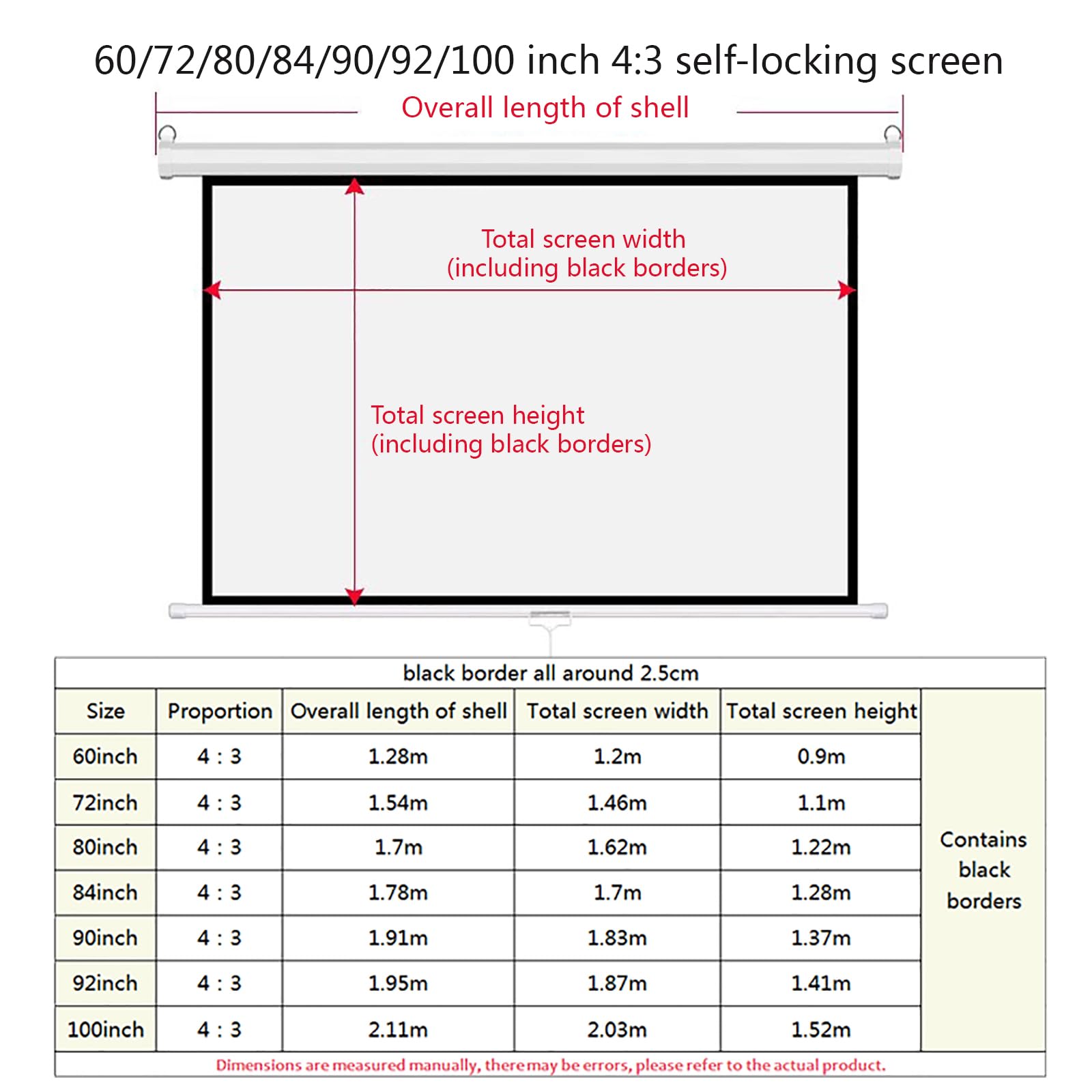 Pantalla de proyección, diseño de bloqueo manual, múltiples métodos de instalación, ideal para cine en casa y uso en la oficina