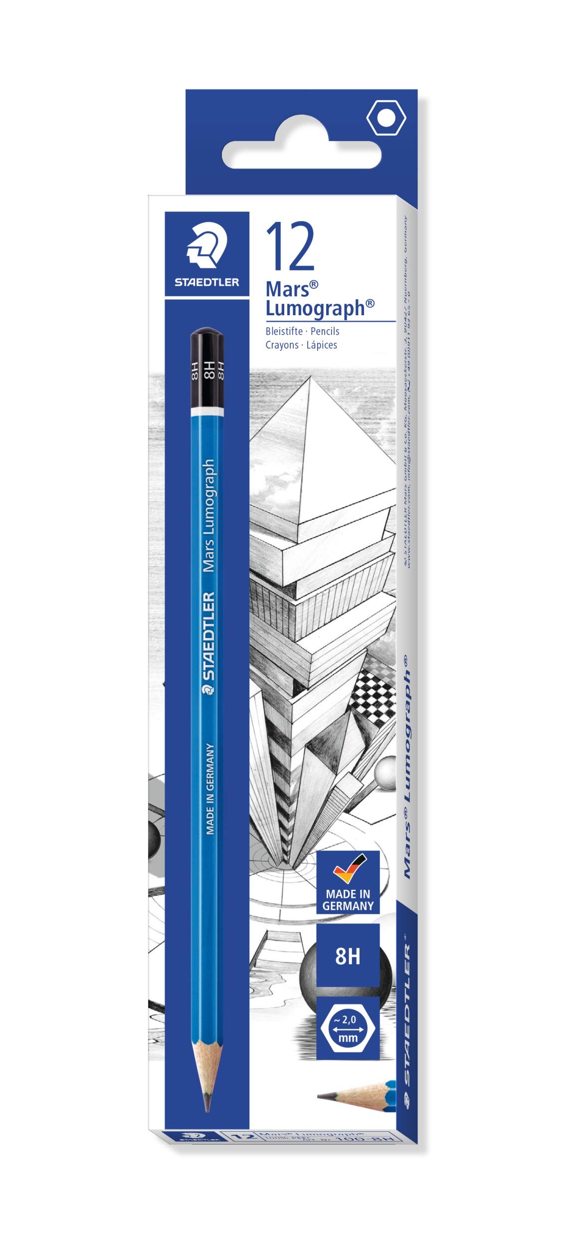 STAEDTLER 100-8H Mars Lumograph Graphite Pencils for Drawing & Sketching- 8H (Box of 12)