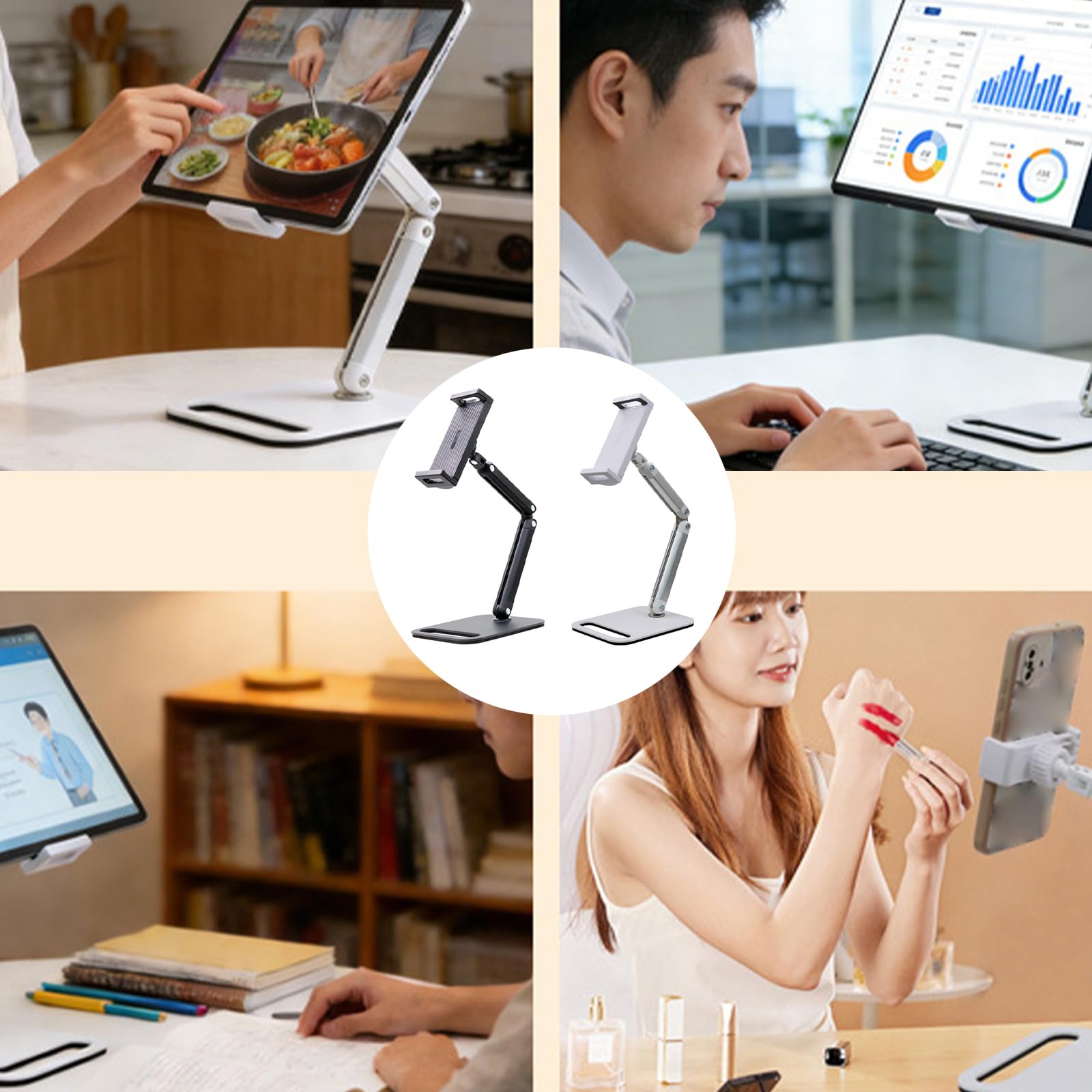 Uchwyt zaciskowy do tabletów Duty z obrotową podstawą 360 cztery osie do różnych urządzeń elektronicznych, ergonomiczne tablety