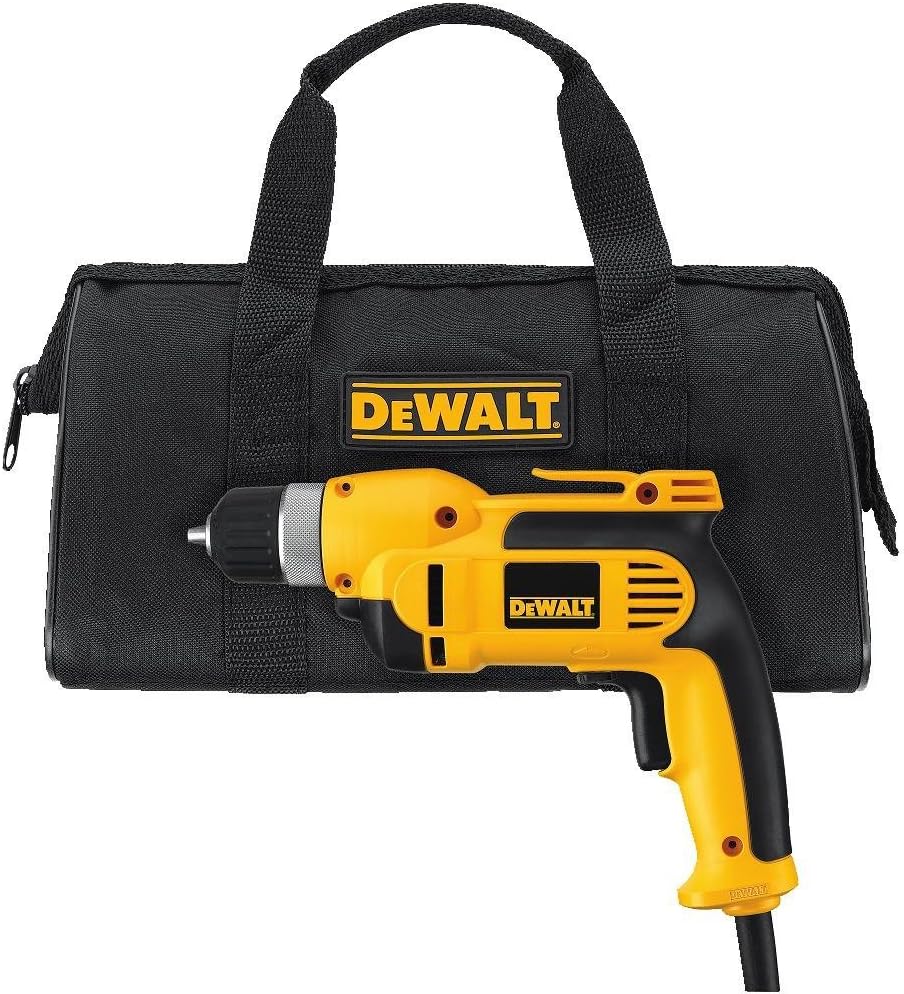 Dewalt DWD110KR 7 Amp 0 - 2500 RPM Variable Speed Pistol Grip 3/8 in. Corded Drill Kit with Keyless Chuck (Renewed)