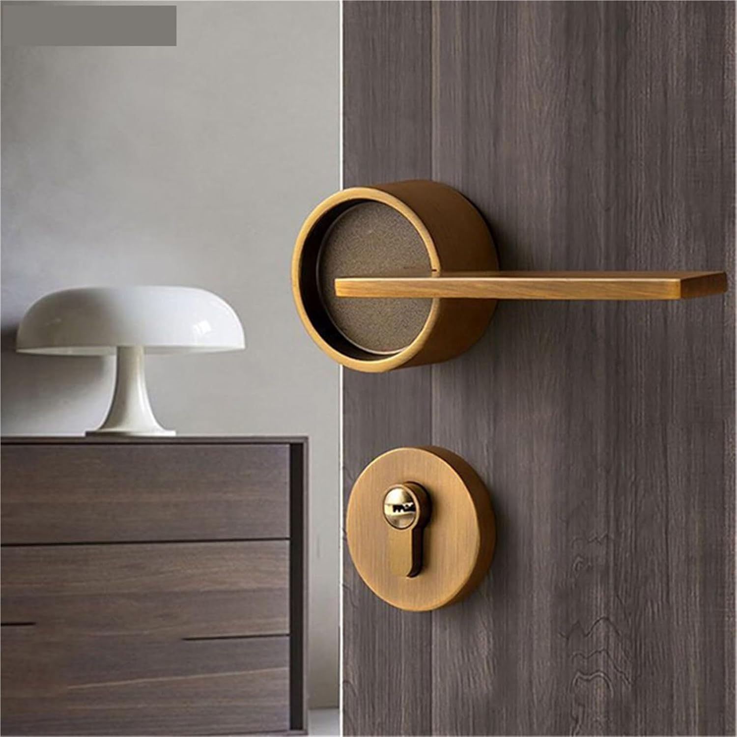 Silent Door Lock Bedroom Door Handle with Lock Interior Security Door Handle Lock Cylinder Security Mute Split Door Locks 1Pcs(Silver)