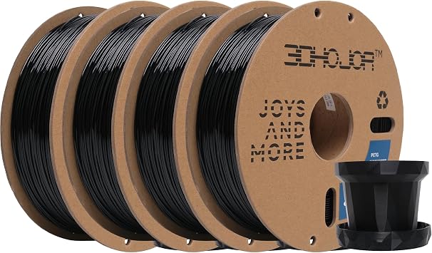 3DHoJor PETG Filament 1.75mm 3D Printing Filament 1kg*4 Bundle 3D Filament 1.75mm Dimensional Accuracy +/- 0.03mm Non Tangling Non Clogging,Print with Most 3D Printers-4Pack Black