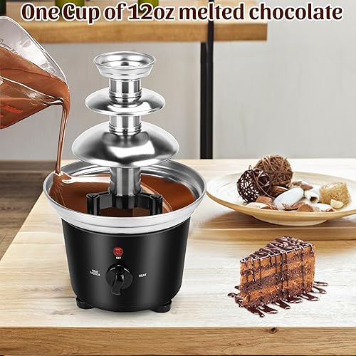 Miniatura 2 de Máquina de fuente de chocolate - Fuente eléctrica de 3 niveles, mini fuente de fondue de chocolate de acero inoxidable para fiestas, queso
