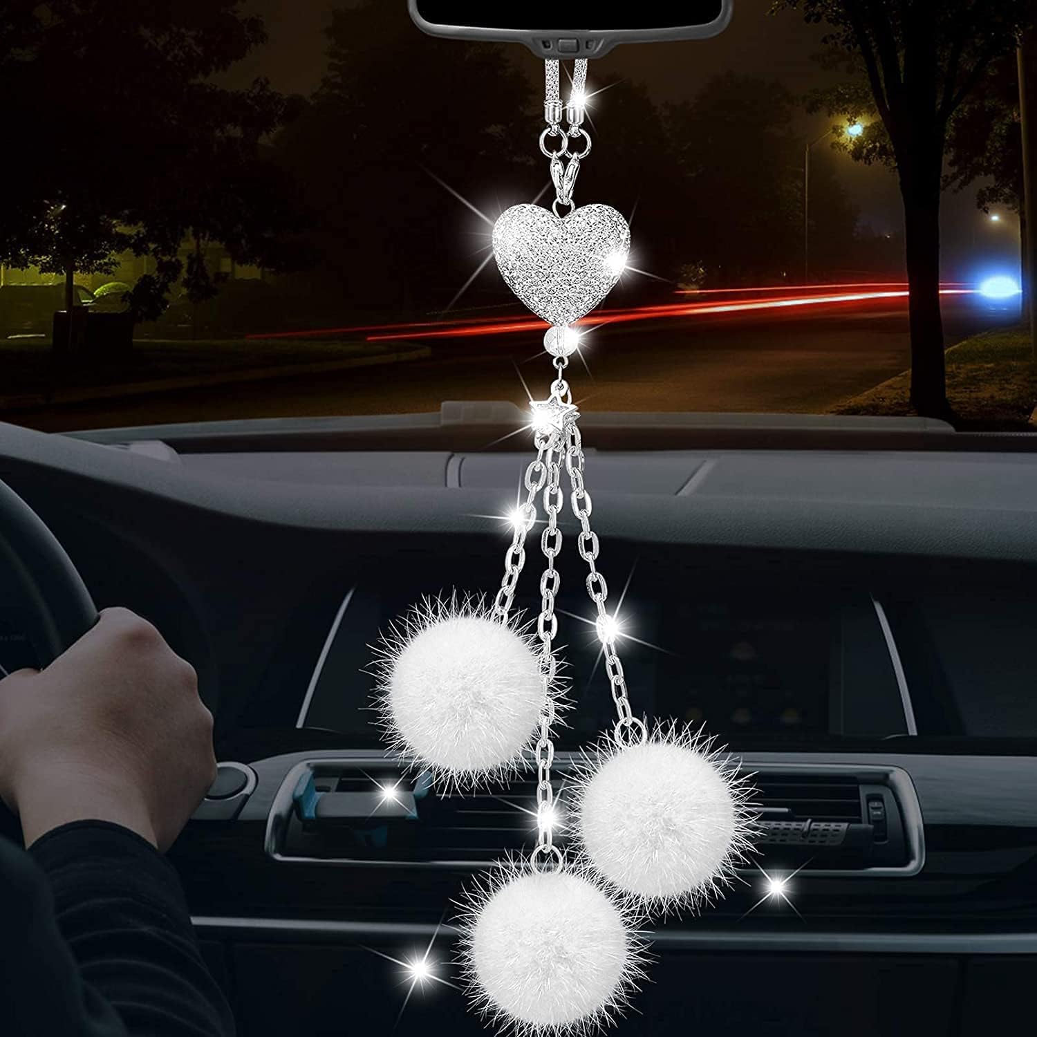 Bling Car Accessories for Women, Interior Cute Hanging Rear View Mirror
