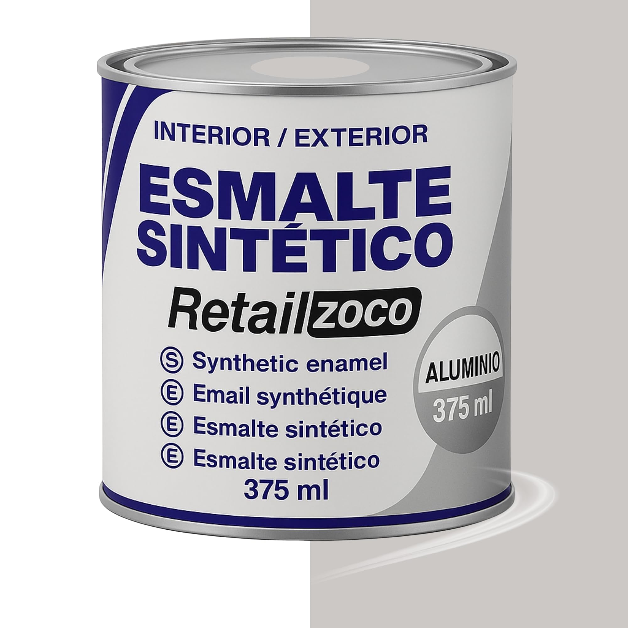 Esmalte Sintético, Pintura Esmalte, synthetic enamel, Uso en maderas y metales, Apto para interior/Exterior, Contiene 375 ml, Color Aluminio - imagen 1