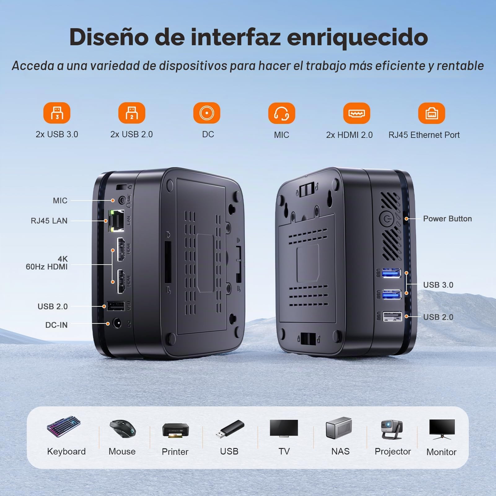 NiPoGi Mini PC AK1PLUS 12. Gen Alder Lake-N97 (hasta 3,6 GHz), 16GB DDR4 512GB M.2 SSD Mini computadora con Pantalla 4K con WiFi 2.4G/5G|BT4.2|RJ45, Mini PC de Escritorio para Oficina/Escuela/Zuhause