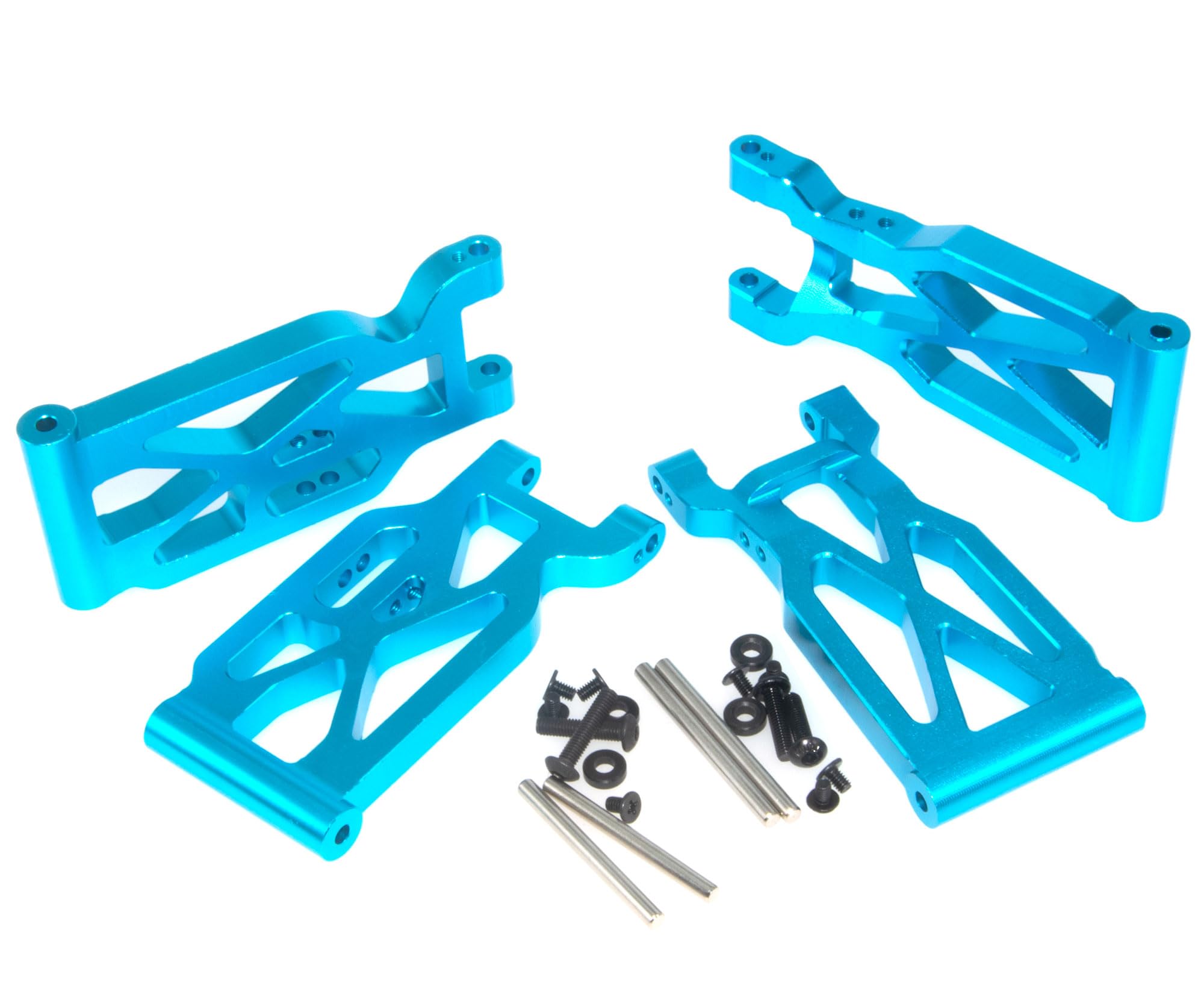Suspension Control A Arms Compatible With 1/10 Wltoys 104001 144002 124019 124018 124017 144010 Parts RC Car Truck Aluminum Alloy Swing Suspension Arm Upgrade(Blue)