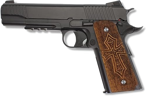 Miniatura 3 de URAY 1911 - Empuñaduras de tamaño completo, CNCbandera estadounidense híbrida hecha a mano y empuñaduras de pistola Christian Cross, accesorios de