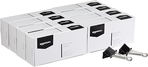 Miniatura 3 de Tienda Basics Clips para carpetas, grandes, 12 por caja, paquete de 4 y clips para carpeta, mediano, 12 por caja, paquete de 8