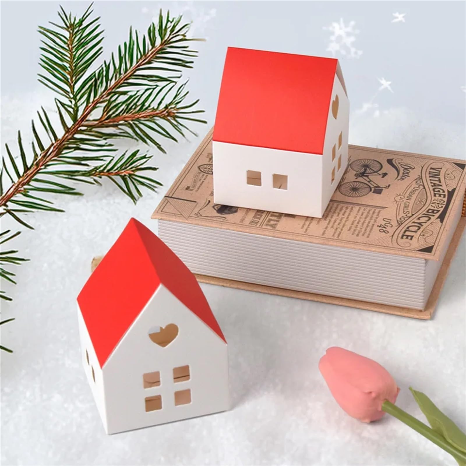 Scatola per Dolci 10/30/50 Pezzi di Piccole scatole Caramelle Colorate for la Cottura, for Feste, e Bambini, in Carta(Red Roof Room(High),Color 1_50PCS)