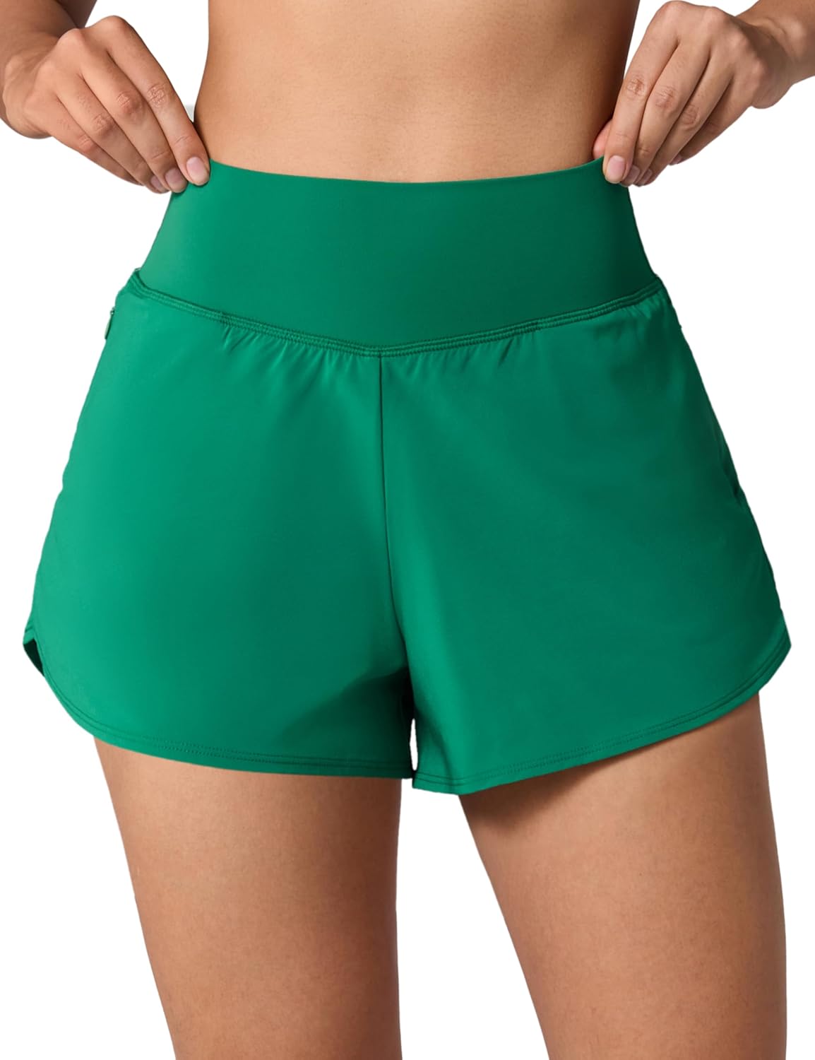 UNISSU High Waisted Athletic Shorts for Women 2.5'' Gym Track with Boxer Liner Zip Pockets Quick Dry for Running Workout